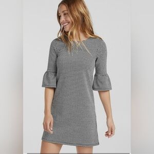 TWIK HOUNDSTOOTH PATTERN MIDI DRESS SIZE X SMALL